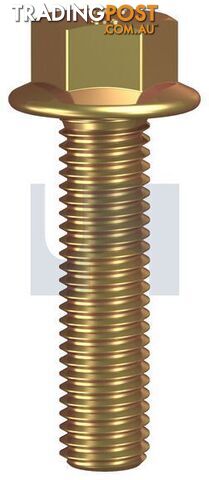 Zinc Yellow Passivate Finish Flanged Hex Bolt No Serr AF08 Class 8.8 Metric...