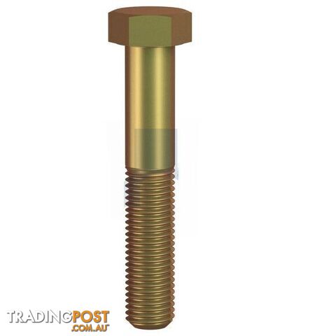 M20 X 125mm Zinc Yellow Passivate Finish Hex Bolt Class 10.9 Metric Hobson...
