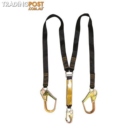 B-Safe Shock Absorbing Twin Lanyard with Webbing and Snap/Scaffold Hooks - 2m...