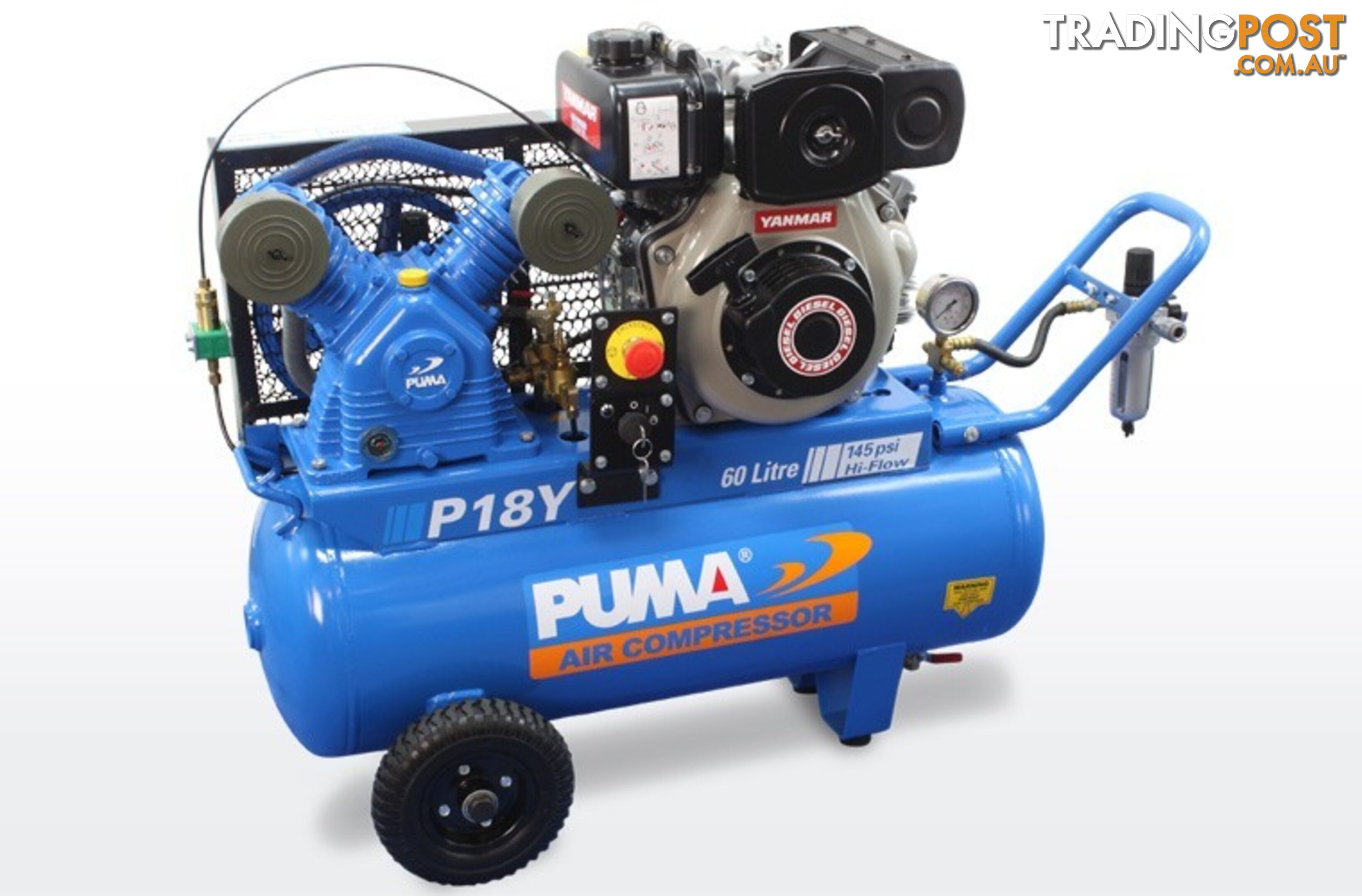 Air Compressor Electric Start Yanmar Diesel 60 Litres Puma PU P18Y ES