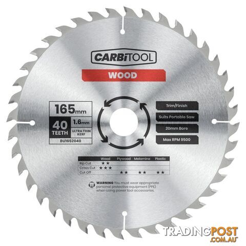 Wood Cutting Blade Circular Saw 24T Arbor 10mm Ultra Thin Kerf 140mm Carbitool...