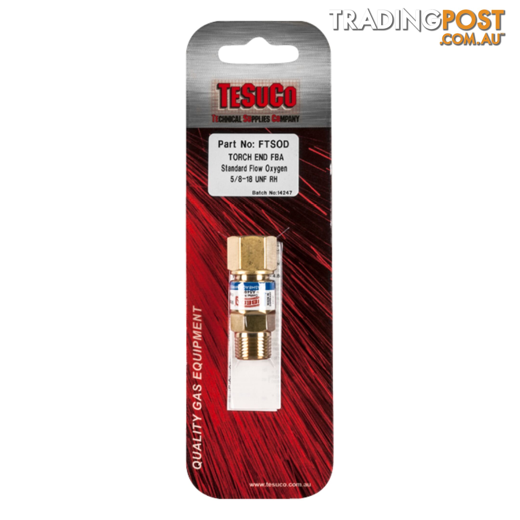 Ibeda Flashback Arrestor Oxygen Standard Flow Torch End FTSOD