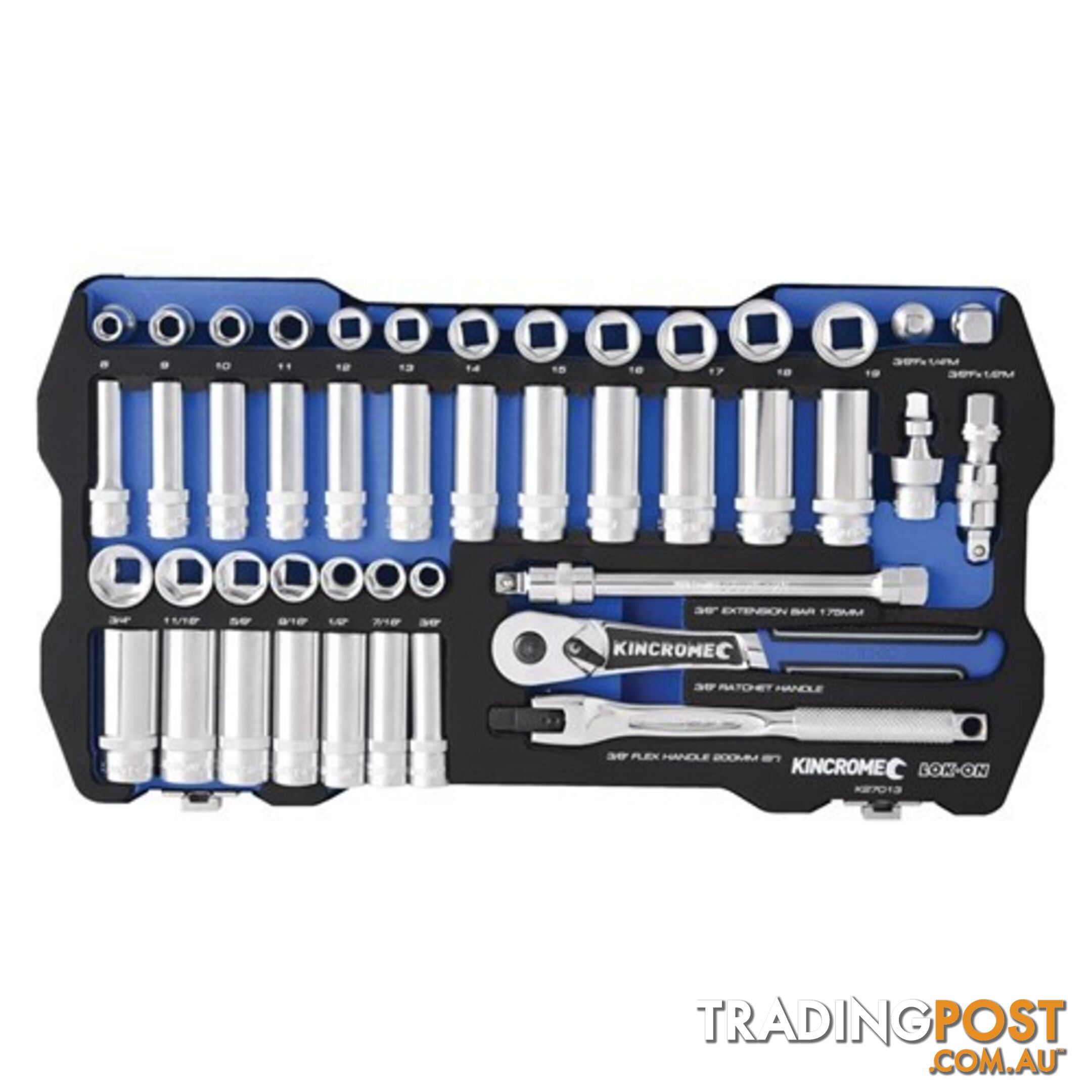 Lok-Onâ¢ Socket Set 45 Piece 3/8" Drive Metric & Imperial Kincrome K27013