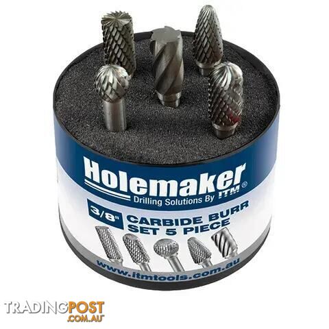 Holemaker 3/8" Carbide Burr 5 Piece Set Round Tube CB-SET-01
