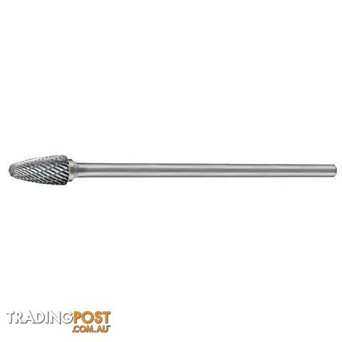 Carbide Burr, Tree Shape Radius End, 3/8" x 3/4" Head, 1/4" x 6" Extended Shank...