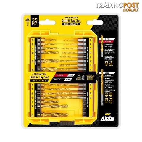 Combination Drill Tap Set With Hex Shank Drills Gold Series Pieces Of 25 Alpha...