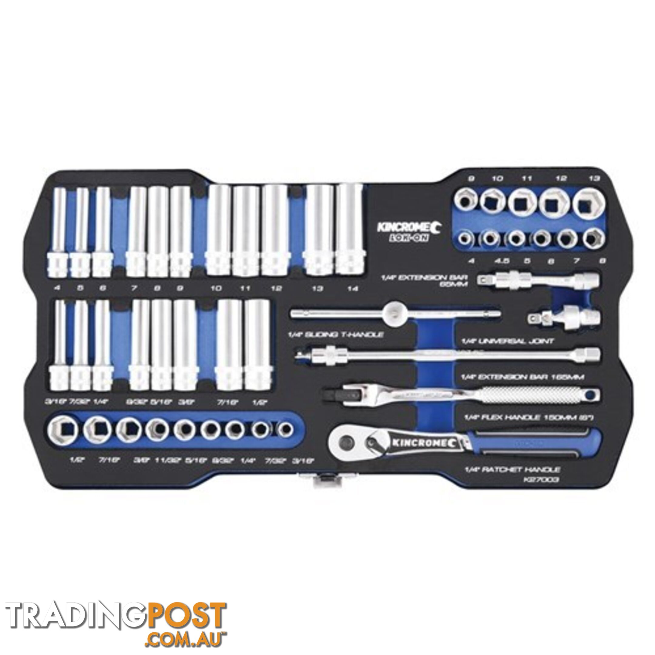 Lok-Onâ¢ Socket Set 45 Piece 1/4" Drive - Metric & Imperial Kincrome K27003