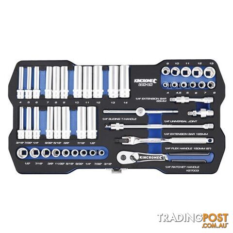 Lok-Onâ¢ Socket Set 45 Piece 1/4" Drive - Metric & Imperial Kincrome K27003