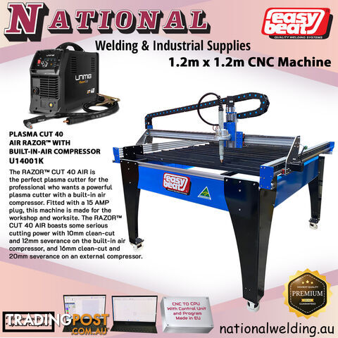 CNC PLASMA MACHINE WITH PLASMA CUTTER 120 RAZOR CUT UNIMIG U14002K...