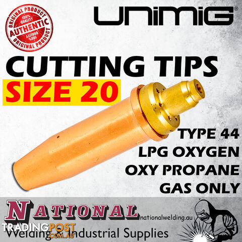 Unimig Type 44 LPG Oxygen Cutting Tips Size 20 Nozzle Oxy Propane Gas Only CNP44-20 - photo 2 of 2