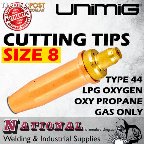Unimig Type 44 LPG Oxygen Cutting Tips Size 8 Nozzle Oxy Propane Gas Only CNP44-8 - photo 2 of 2