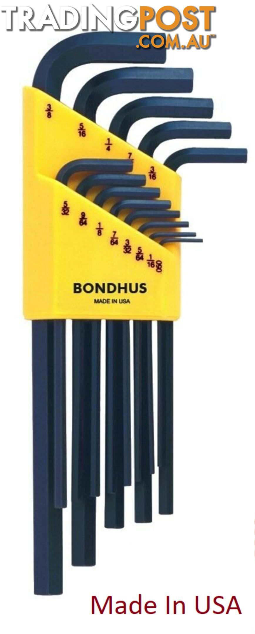 Set 13 Hex L-Wrenches .050 - 3/8 - Long Bondhus 12137