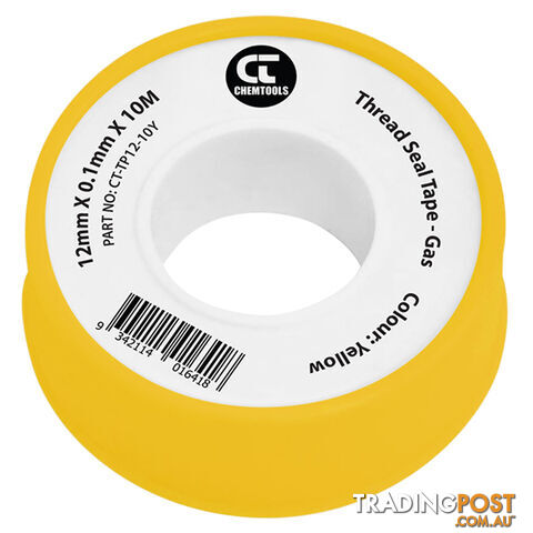 PTFE Thread Seal Tape Yellow 10 Metres CT-TP12-10Y