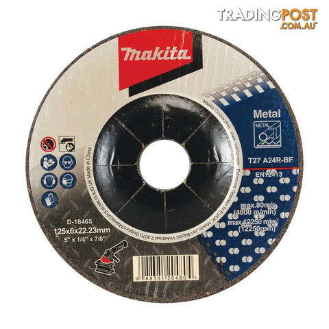 125 X 6 X 22.23mm Metal Grinding Disc 20 Piece Makita D-18465-20