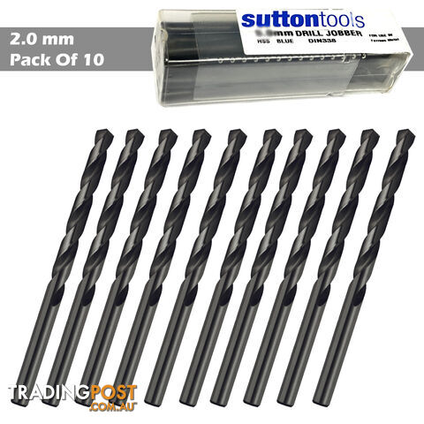 Drill D102 2.0mm Jobber DIN338 HSS BLU Sutton Tools D1020200 Pack of 10