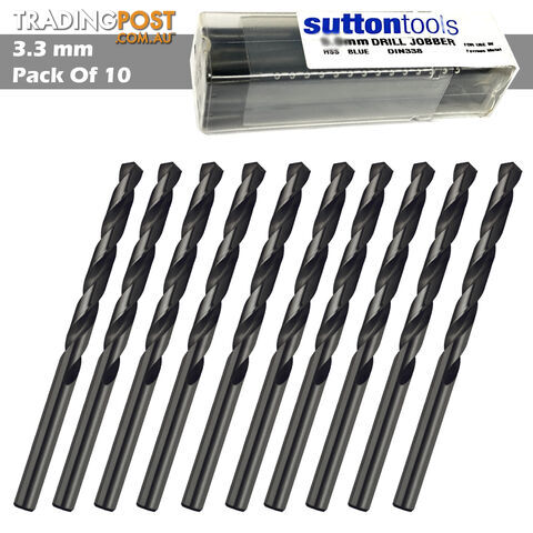 Drill D102 3.3mm Jobber DIN338 HSS BLU Sutton Tools D1020330 Pack of 10