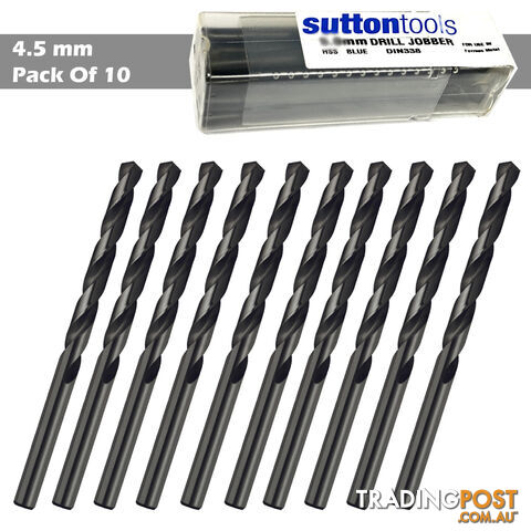 Drill D102 4.5mm Jobber DIN338 HSS BLU Sutton Tools D1020450 Pack of 10