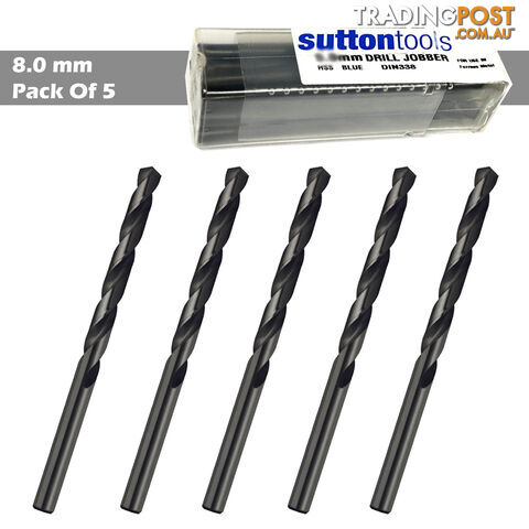 Drill D102 8.0mm Jobber DIN338 HSS BLU Sutton Tools D1020800 Pack of 5