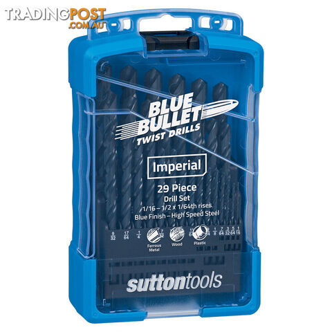 Jobber Twist Drill Set 29 Pieces Blue Bullet Sutton Tool D102S3