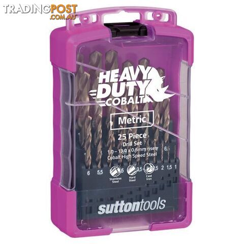 Heavy Duty Cobalt 25Pcs Metric Drill Set 1.0-13.0 x 0.5mm Sutton Tool D109SM3 - photo 2 of 4