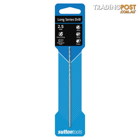 Drill D110 2.5mm Long ANSI B94-11 HSS Sutton Tools D1100250