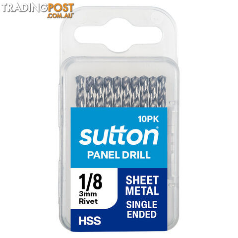 Drill D132 Panel Shortie HSS BRT 1/8" (3.18mm) 10pk Sutton D1320318