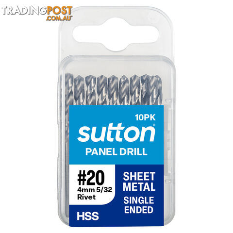 Drill D132 Panel Shortie HSS BRT #20 (4.09mm) 10pk Sutton D1320409