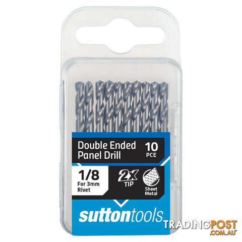 Double Ended Panel Drills D134 1/8 " Panel HSS 10 Pack Sutton Tools D1340318