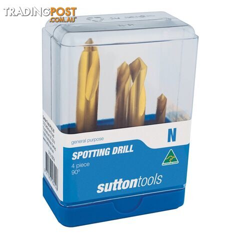 DRILL D175 SET 4Pce SPOTTING 90 HSS-Co. TiN 6,8,10&12mm SUTTON D1750004