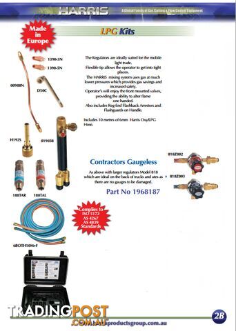 Contractor Gaugeless Oxy/LPG Kit With Model 818 Regulator Harris