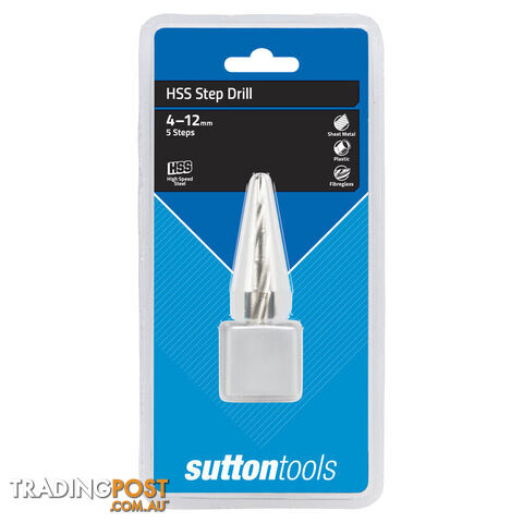 5-Step Hss Spiral Flute Step Drill Bit 4-12mm Sutton D50441205