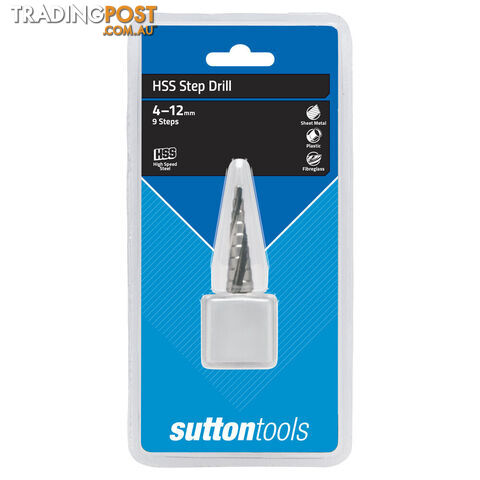 9-Step Hss Spiral Flute Step Drill Bit 4-12mm Sutton D50441209