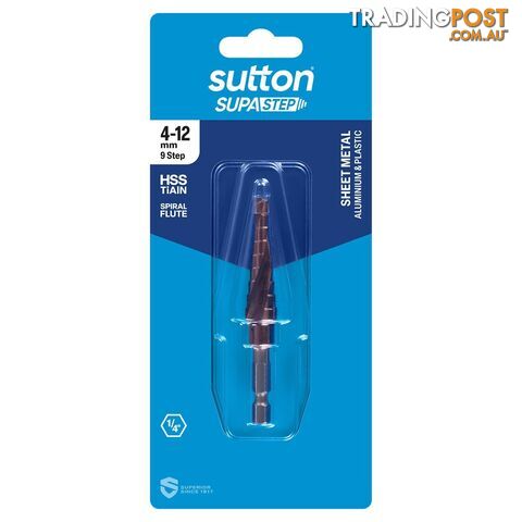 Drill D505 Step HSS-TiAIN SPR-FL Supastep 4-12mm 9-Step Sutton Tools D50541209