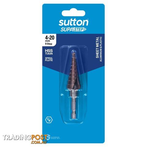 Drill D505 Step HSS-TiAIN SPR-FL Supastep 4-20mm 9-Step Sutton Tools D50543009