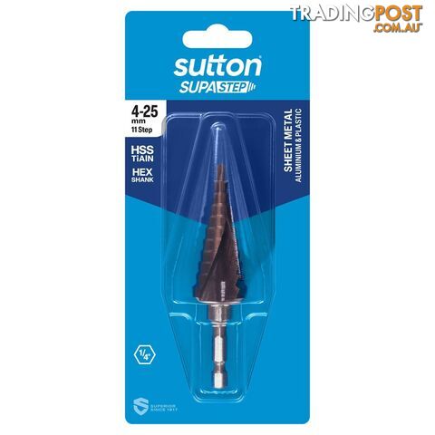 Drill D505 Step HSS-Tiain SPR-FL Supastep 4-25mm 11-Step Sutton Tools D50542511