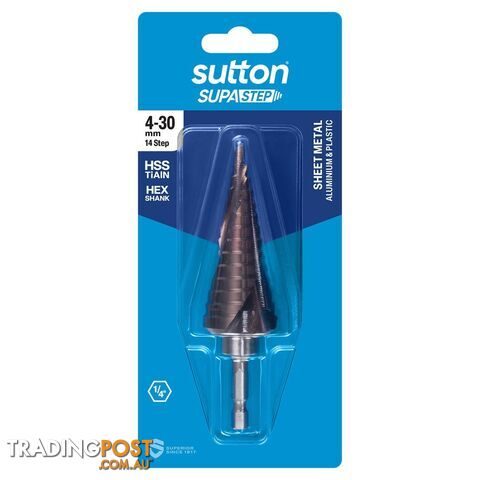 Drill D505 Step HSS-TiAIN SPR-FL Supastep 4-30mm 14-Step Sutton Tools D50543014