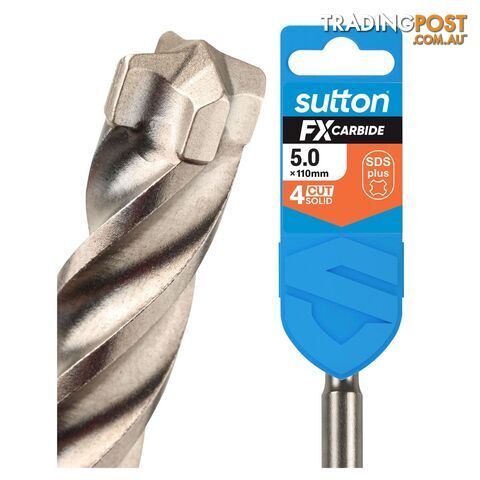 Drill D638 Masonry SDS Plus 4Cut Solid FX-Carbide 5.0mm x 100mm Sutton Tools...