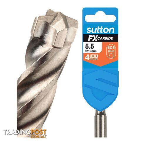 Drill D638 Masonry SDS Plus 4Cut Solid FX-Carbide 5.5mm x 100mm Sutton Tools...