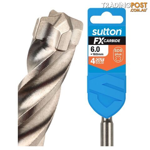 Drill D638 Masonry SDS Plus 4Cut Solid FX-Carbide 6.0mm x 160mm Sutton Tools...