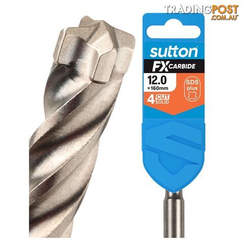 Drill D638 Masonry SDS Plus 4Cut Solid FX-Carbide 12mm x 160mm Sutton Tools...
