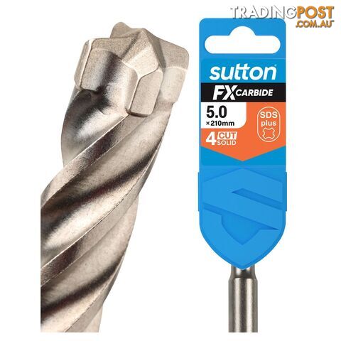 Drill D638 Masonry SDS Plus 4Cut Solid FX-Carbide 5.0mm x 210mm Sutton Tools...