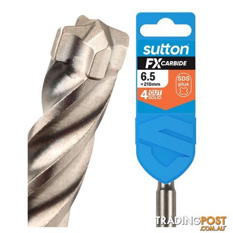 Drill D638 Masonry SDS Plus 4Cut Solid FX-Carbide 6.5mm x 210mm Sutton Tools...