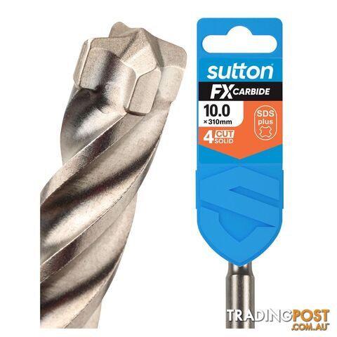 Drill D638 Masonry SDS Plus 4Cut Solid FX-Carbide 10mm x 310mm Sutton Tools...