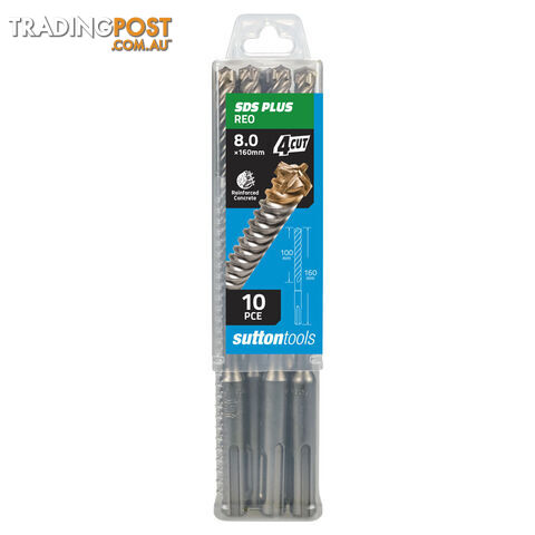Drill Masonry D682 4X Reo SDS+ 8X160 Green Sutton Tools D6820800 Pack of 10