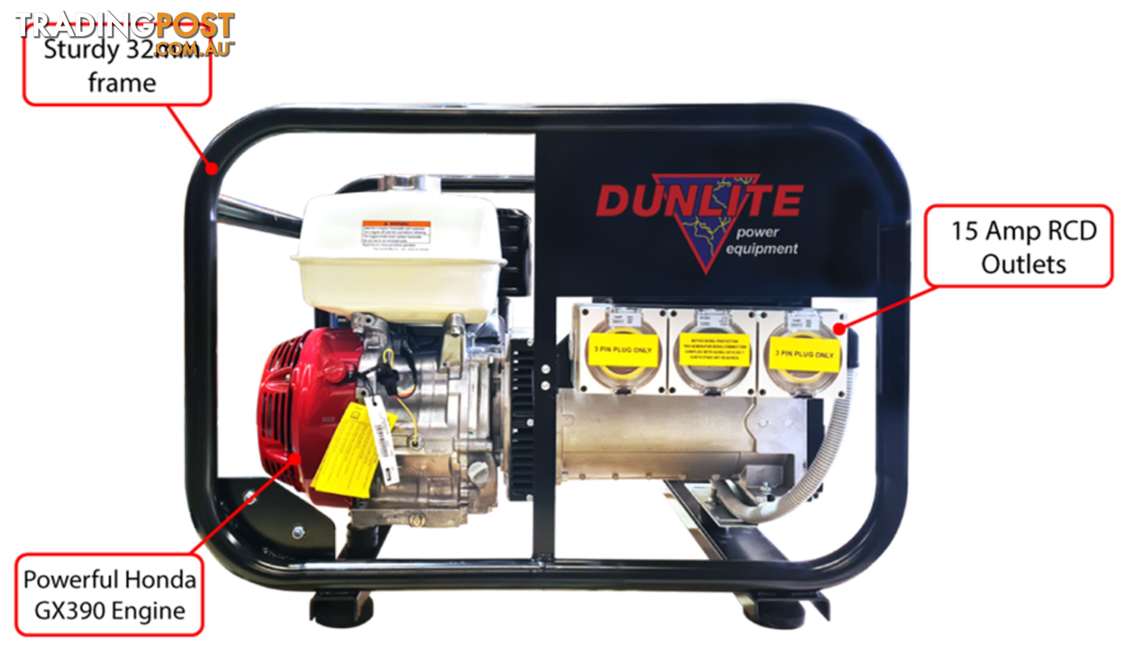 8 KVA Honda Powered Generator With RCD and Sturdy Frame V2 Dunlite DGUH7S-2-RCD2