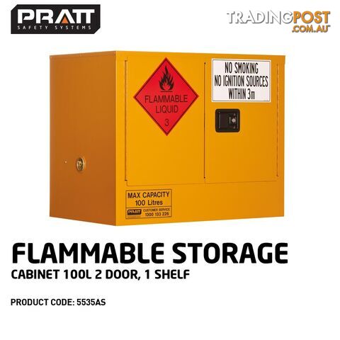 Flammable Storage Cabinet 100 Litres 2 Door 1 Shelf 5535AS