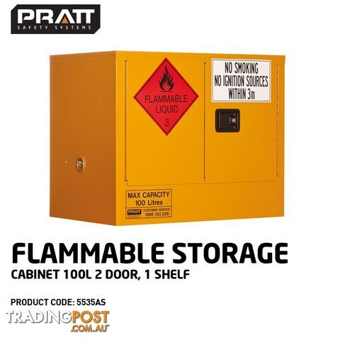 Flammable Storage Cabinet 100 Litres 2 Door 1 Shelf 5535AS