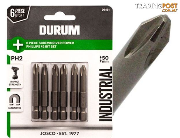 6 Piece Screwdriver Power Phillips 50mm Bit Set Durum DB151 - photo 4 of 4