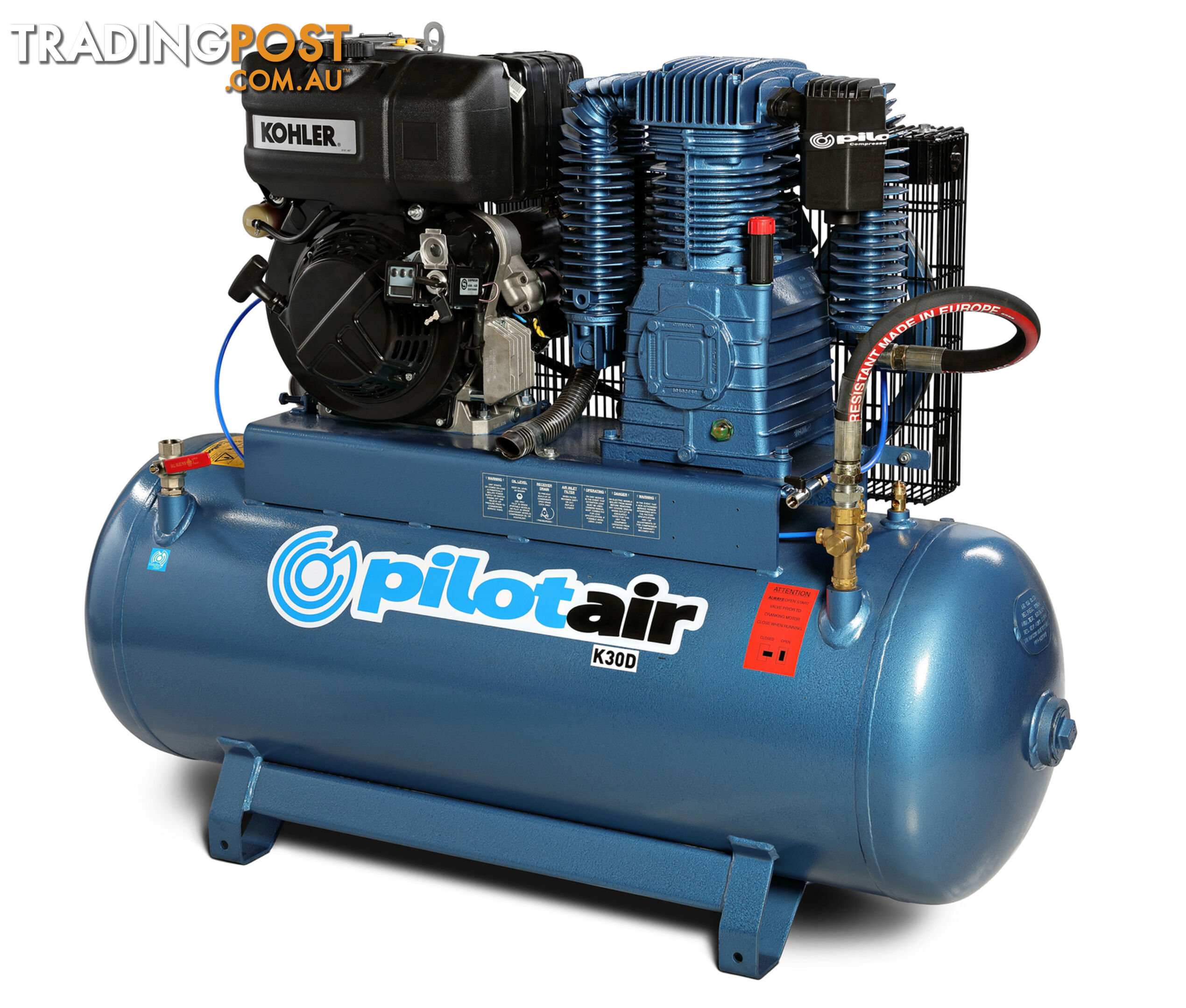 Reciprocating Air Compressor KOHLER diesel/KD440 (Electric Start) /200 L Rec./812.2 L/min FAD