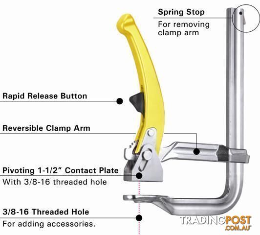 Ratchet Action Utility Clamp 254mm Capacity Strong Hand UF100RM